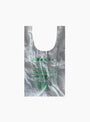 The Plastic Reusable Bag in White and Green from b.Eautiful at Couverture & The Garbstore
front