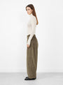 Corduroy Baggy Pants Sage from Cordera at Couverture & The Garbstore 
model side 