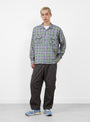 Printed Plaid Flannel Open Collar Shirt Green and Purple at Couverture & The Garbstore
model front 