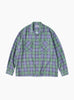 Printed Plaid Flannel Open Collar Shirt Green and Purple at Couverture & The Garbstore
front 