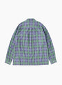 Printed Plaid Flannel Open Collar Shirt Green and Purple at Couverture & The Garbstore
back 