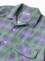 Printed Plaid Flannel Open Collar Shirt Green and Purple at Couverture & The Garbstore
collar