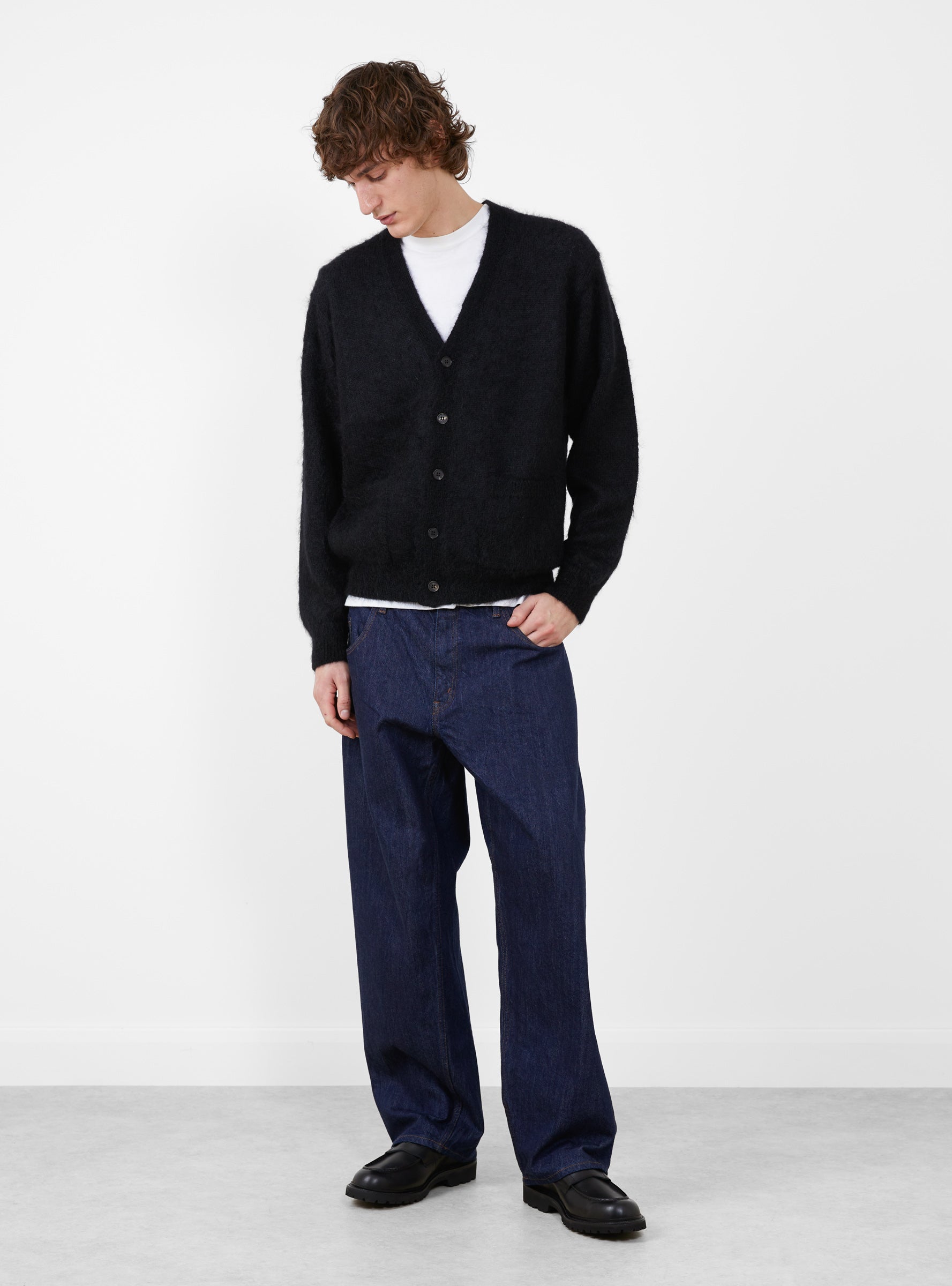 Pure Mohair V Cardigan Black by BATONER | Couverture & The Garbstore