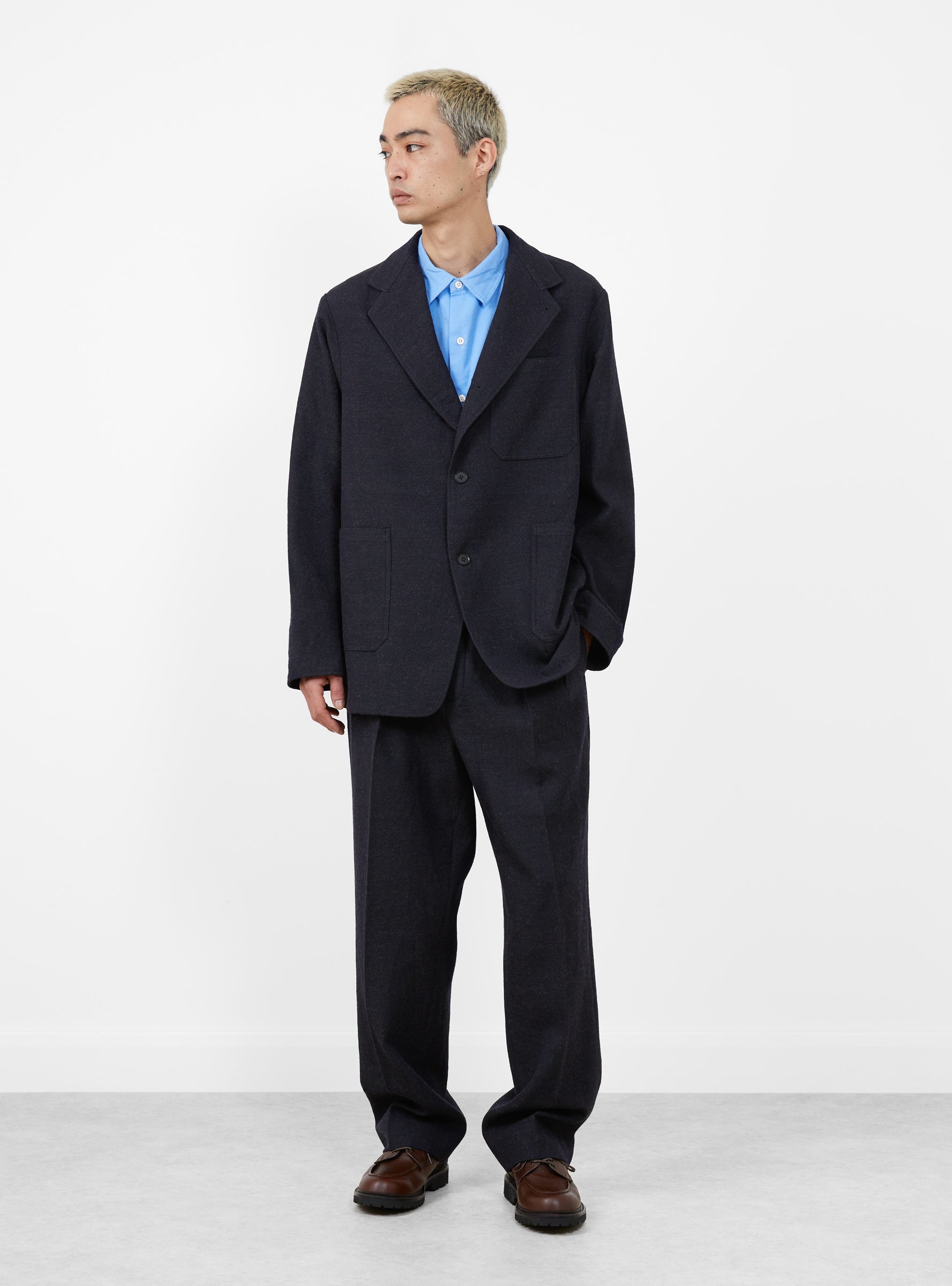 Wool Serge Square Jacket Top Navy by Kaptain Sunshine | Couverture