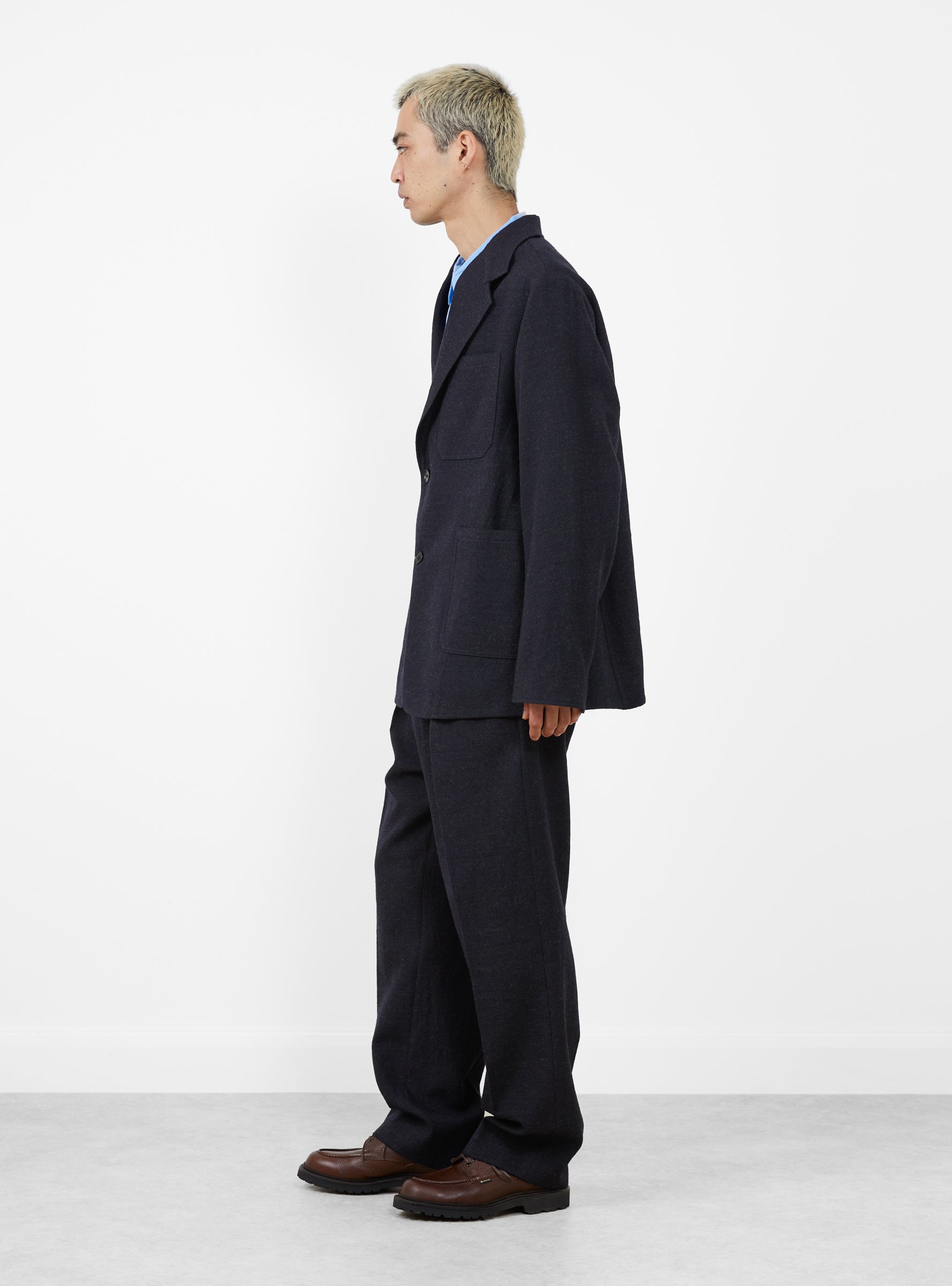Wool Serge Square Jacket Top Navy by Kaptain Sunshine | Couverture