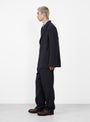 Wool Serge Square Jacket in Navy by Kaptain Sunshine at Couverture and The Garbstore 
model side 