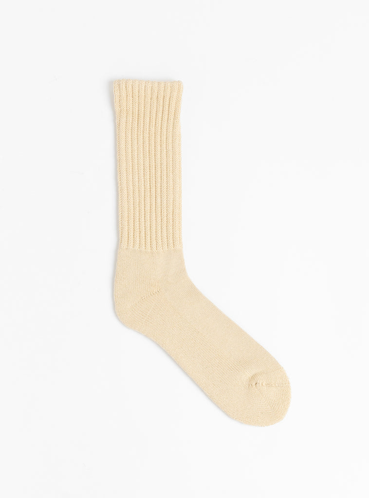 Loose Pile Crew Socks Raw Beige by ROTOTO at Couverture & The Garbstore Main