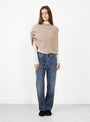 Knot Shoulder Knitted Poncho Husk by Lauren Manoogian at Couverture & The Garbstore 
model front