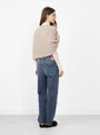 Knot Shoulder Knitted Poncho Husk by Lauren Manoogian at Couverture & The Garbstore 
model back