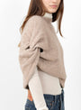Knot Shoulder Knitted Poncho Husk by Lauren Manoogian at Couverture & The Garbstore 
model detail