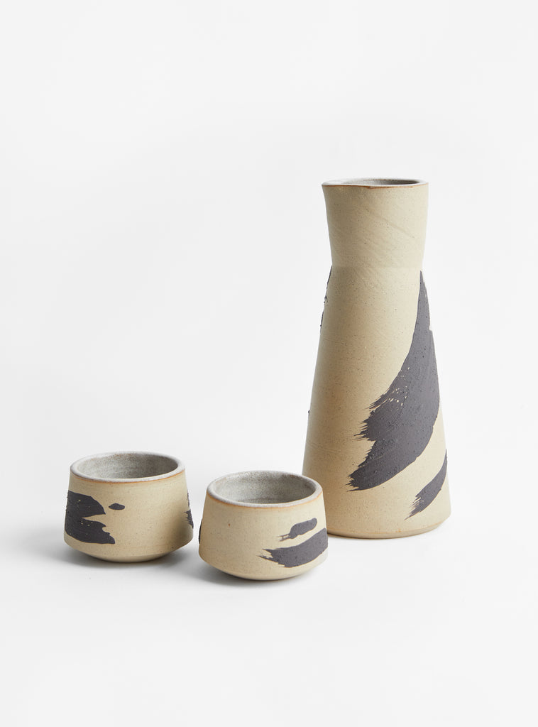 Brushstroke Stoneware Sake Set Natural by Carrick Ceramics at Couverture & The Garbstore