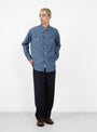 The St. Louis Shirt arrives from Post O'Alls in Indigo Chambray at Couverture & The Garbstore
model front 