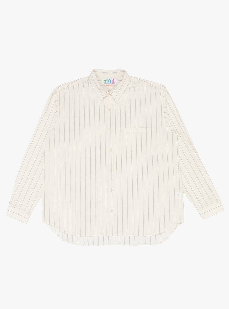 Organic Mugwasher Stripe Shirt Ecru by TDR at Couverture & The Garbstore Front