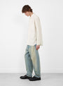 Organic Mugwasher Stripe Shirt Ecru by TDR at Couverture & The Garbstore model side 