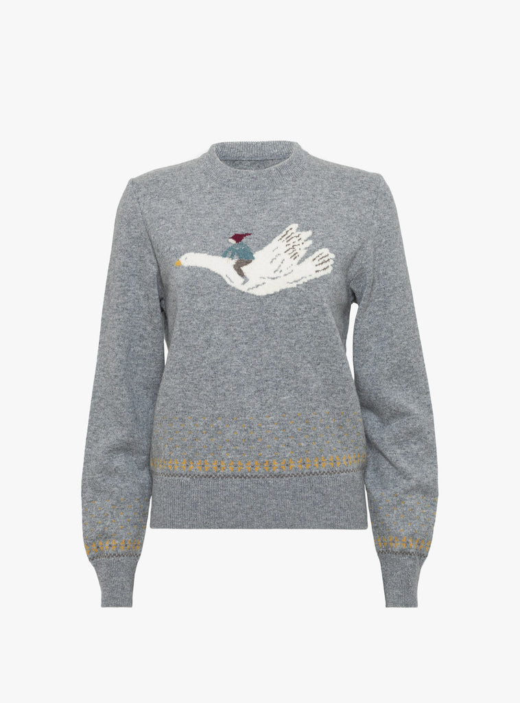 The 12G Wool Crew Neck Fly Goose Sweater from Kapital at Couverture & The Garbstore
front 