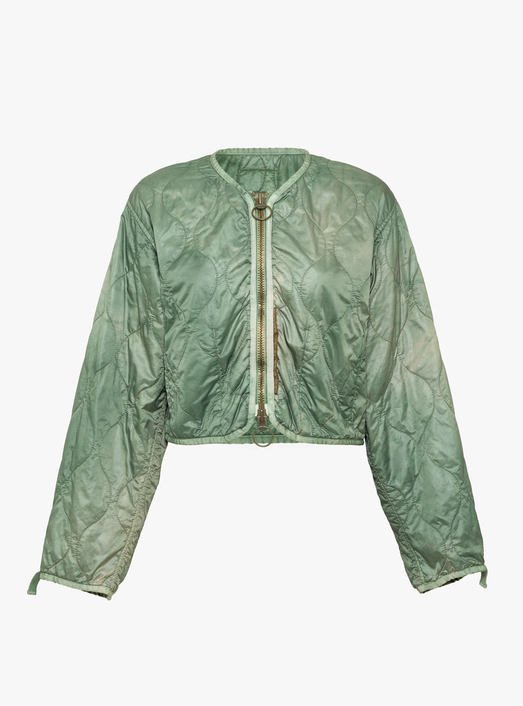 The Nylon Quilting Dip-Dye Cropped Bolero Jacket from Kapital arrives in Light Green at Couverture & The Garbstore
front 
