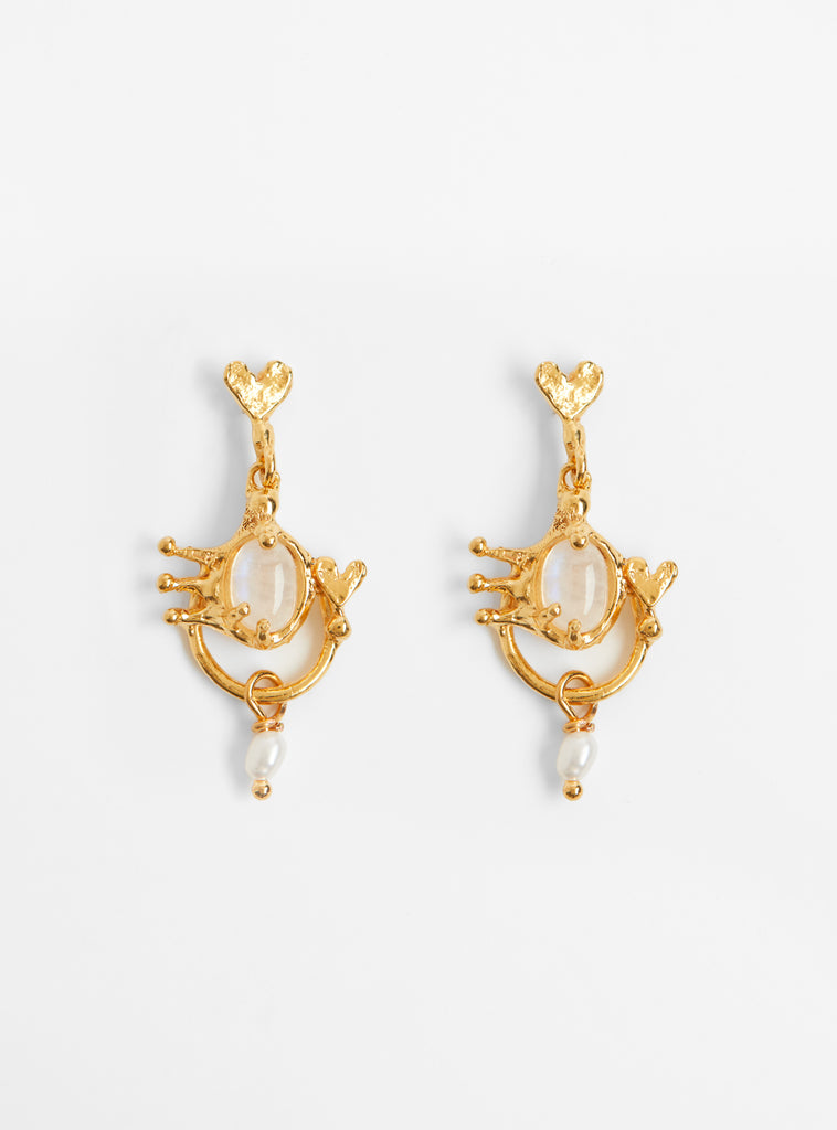 The Paper Moon Earrings Moonstone and Pearl