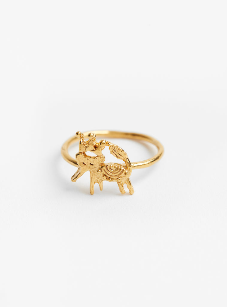 The Lucky Little Elephant Ring Gold from Ruby Jack at Couverture & The Garbstore
front
