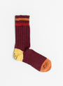 The 60yarns Grandrelle IVY RAINBOW HAPPY Heel Socks from Kapital come in Burgundy full