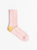 The 56 Yarns Rib RAINBOW HAPPY Heel Socks come in Pink from Kapital at Couverture & The Garbstore
front 