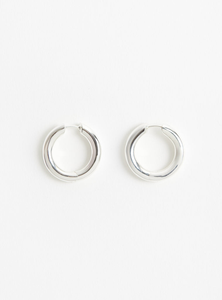 The XL Wide Oblique Hoops from Annika Inez arrive in Silver at Couverture & The Garbstore
front 