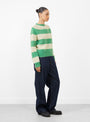 Jets Stripe Crew Neck Knit Green and Off White from YMC at Couverture & The Garbstore side 