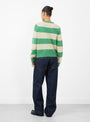 Jets Stripe Crew Neck Knit Green and Off White from YMC at Couverture & The Garbstore back