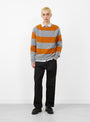 The Suedehead Stripe Crew Knit in Orange and Grey from YMC at Couverture & The Garbstore
model front 