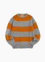 The Suedehead Stripe Crew Knit in Orange and Grey from YMC at Couverture & The Garbstore
front 