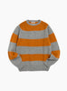 The Suedehead Stripe Crew Knit in Orange and Grey from YMC at Couverture & The Garbstore
front 