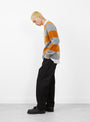 The Suedehead Stripe Crew Knit in Orange and Grey from YMC at Couverture & The Garbstore
model side