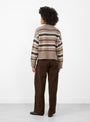 The Cannes Jumper from Skall Studio comes in light brown, green and wine stripe at Couverture & The Garbstore
model back