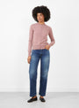 No 300 Little 2 Cardigan Moor from Extreme Cashmere at Couverture & The Garbstore model front 
