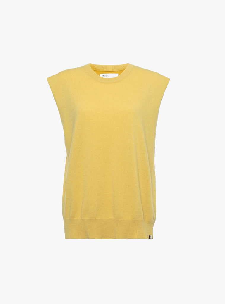 The No 455 Bos Knit Vest from Extreme Cashmere arrives in Corn at Couverture & The Garbstore
front 