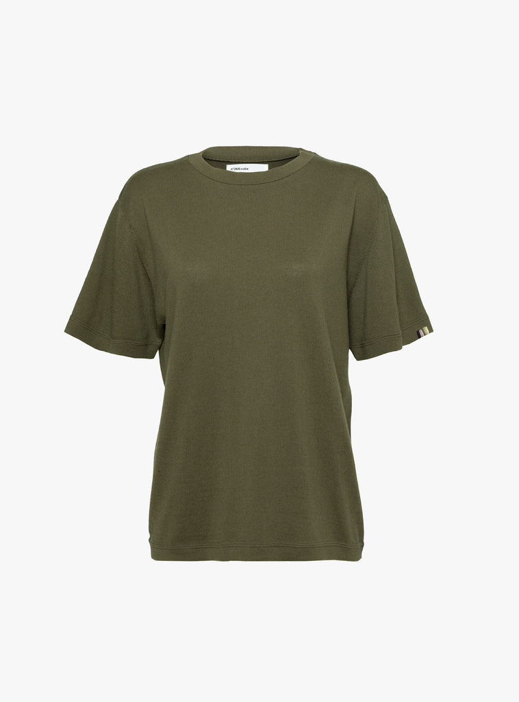 The No 268 Cuba T-Shirt from Extreme Cashmere arrives in Army at Couverture & The Garbstore
front 