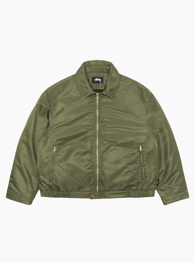 The Pile Lined Zip Jacket from Stüssy arrives in Olive at Couverture & The Garbstore
front 