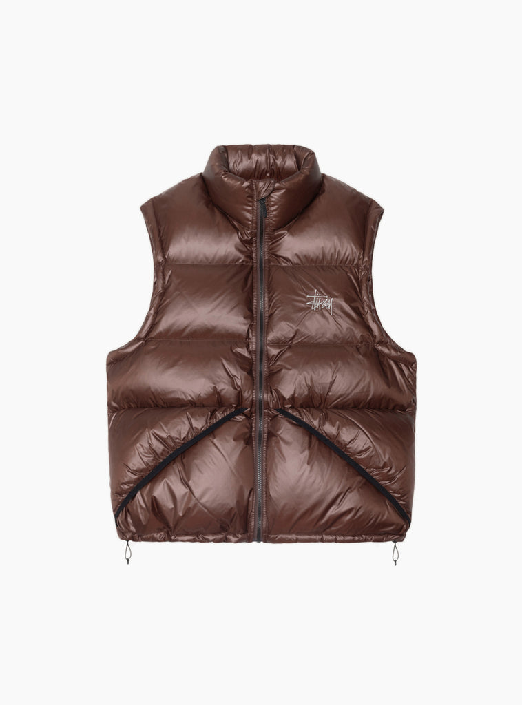 The Micro Ripstop Down Vest from Stüssy arrives in Brown at Couverture & The Garbstore
front 