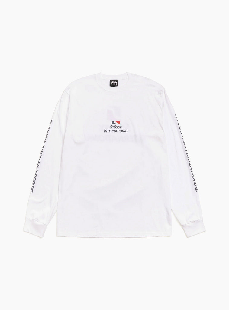 The Stüssy International LS Tee arrives in White at Couverture & The Garbstore
front 