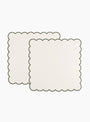 Scalloped Napkins in White & Green  Tomète at Couverture & The Garbstore
front 