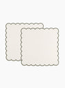 Scalloped Napkins in White & Green  Tomète at Couverture & The Garbstore
front 