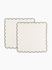 Scalloped Napkins in White & Green  Tomète at Couverture & The Garbstore
front 