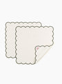 Scalloped Napkins in White & Green  Tomète at Couverture & The Garbstore
folded