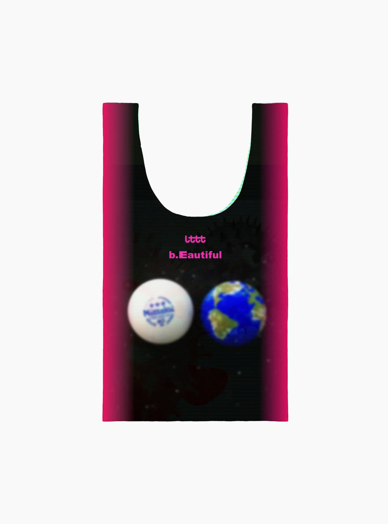 The x LTTT Globe Reusable Bag XL from b.Eautiful arrives in Black and Green at Couverture & The Garbstore
front 