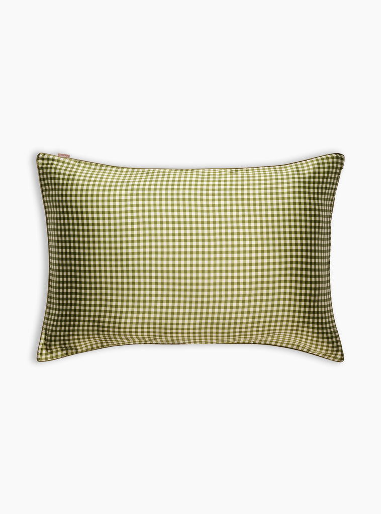 The Mulberry Silk Pillowcase from Emily's Pillow comes in Green Vichy at Couverture & The Garbstore
front