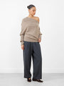 The Merino Wool Off-Shoulder Sweater Taupe from Cordera at Couverture & The Garbstore
model front 