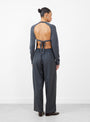 Merino Wool Open Back Cardigan Grey from Cordera at Couverture & The Garbstore 
model back
