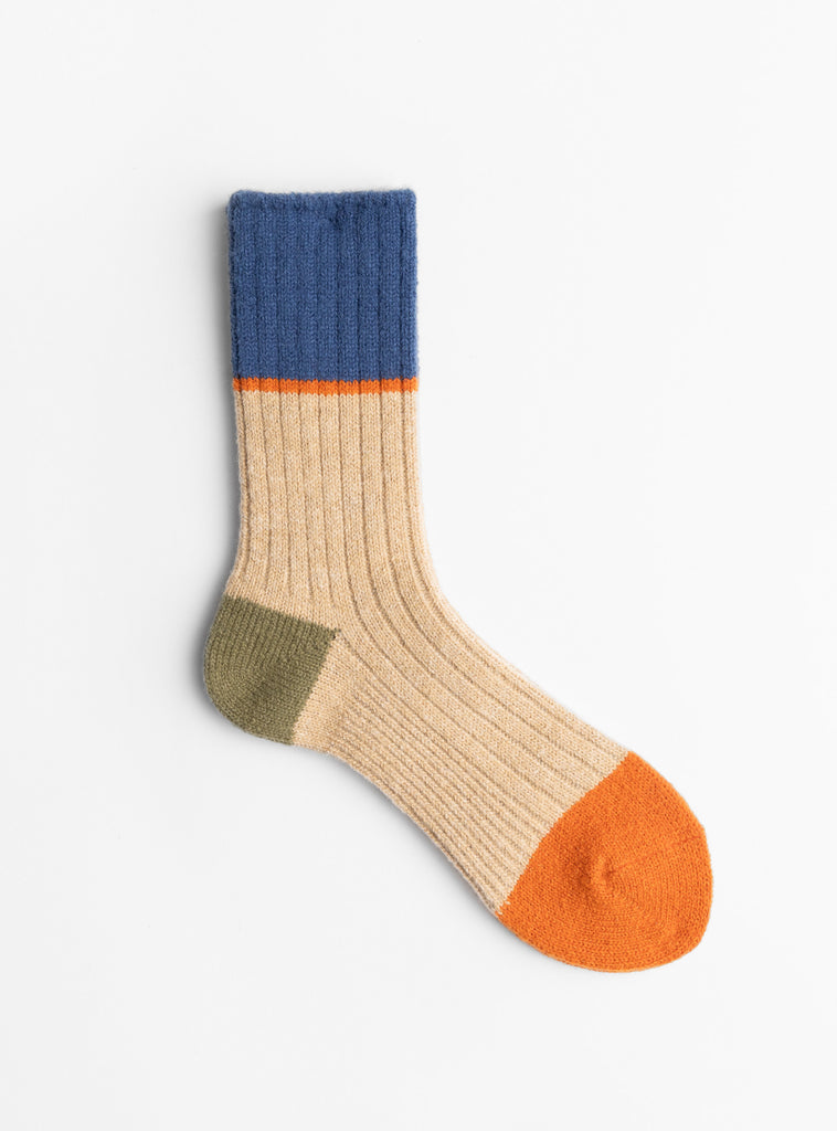 Wool 3 Side Switching Socks Beige from Mauna Kea at Couverture & The Garbstore
front 
