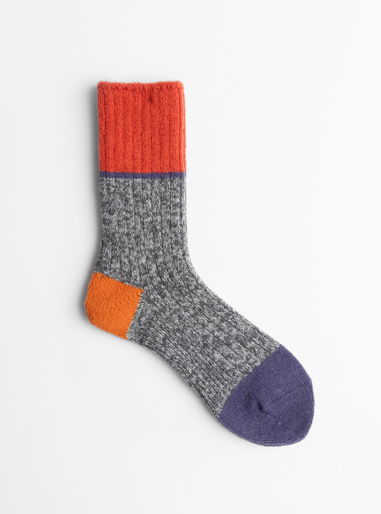 Wool 3 Side Switching Socks Grey from Mauna Keaat Couverture & The Garbstore
front 