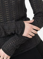 Cotton Cashmere Long Sleeve Pointelle T-Shirt Onyx from Cawley at Couverture & The Garbstore detail 