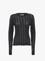 Cotton Cashmere Long Sleeve Pointelle T-Shirt Onyx from Cawley at Couverture & The Garbstore 